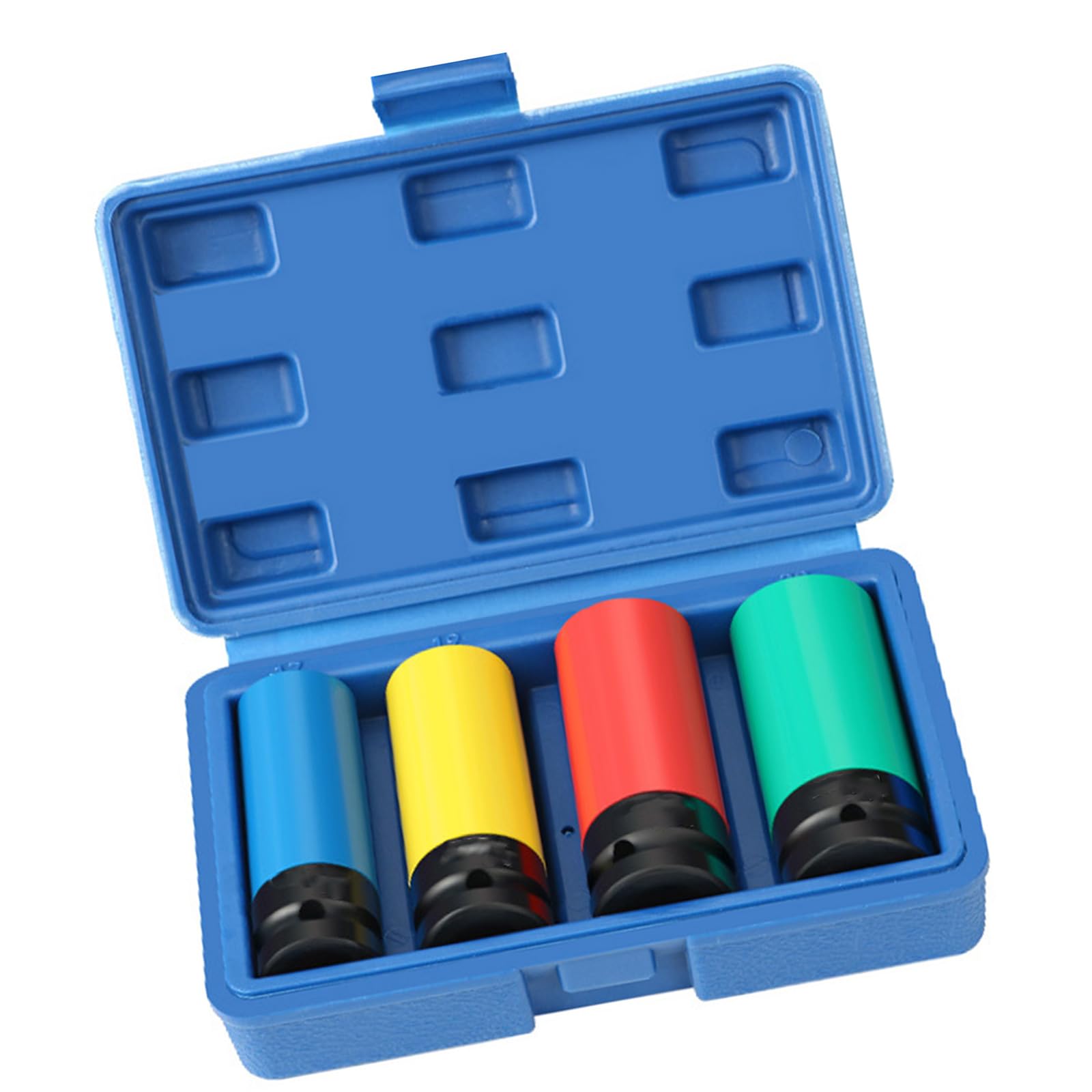 Kaeltsyn Four Piece Set 15/17 / 19/21 / 22Mm Hexagonal Socket Sleeves Tire Protections Sleeve Wall Deeply Impacts Nut 1/2 ' ' Drive For Mechanics Impacts Nut Set