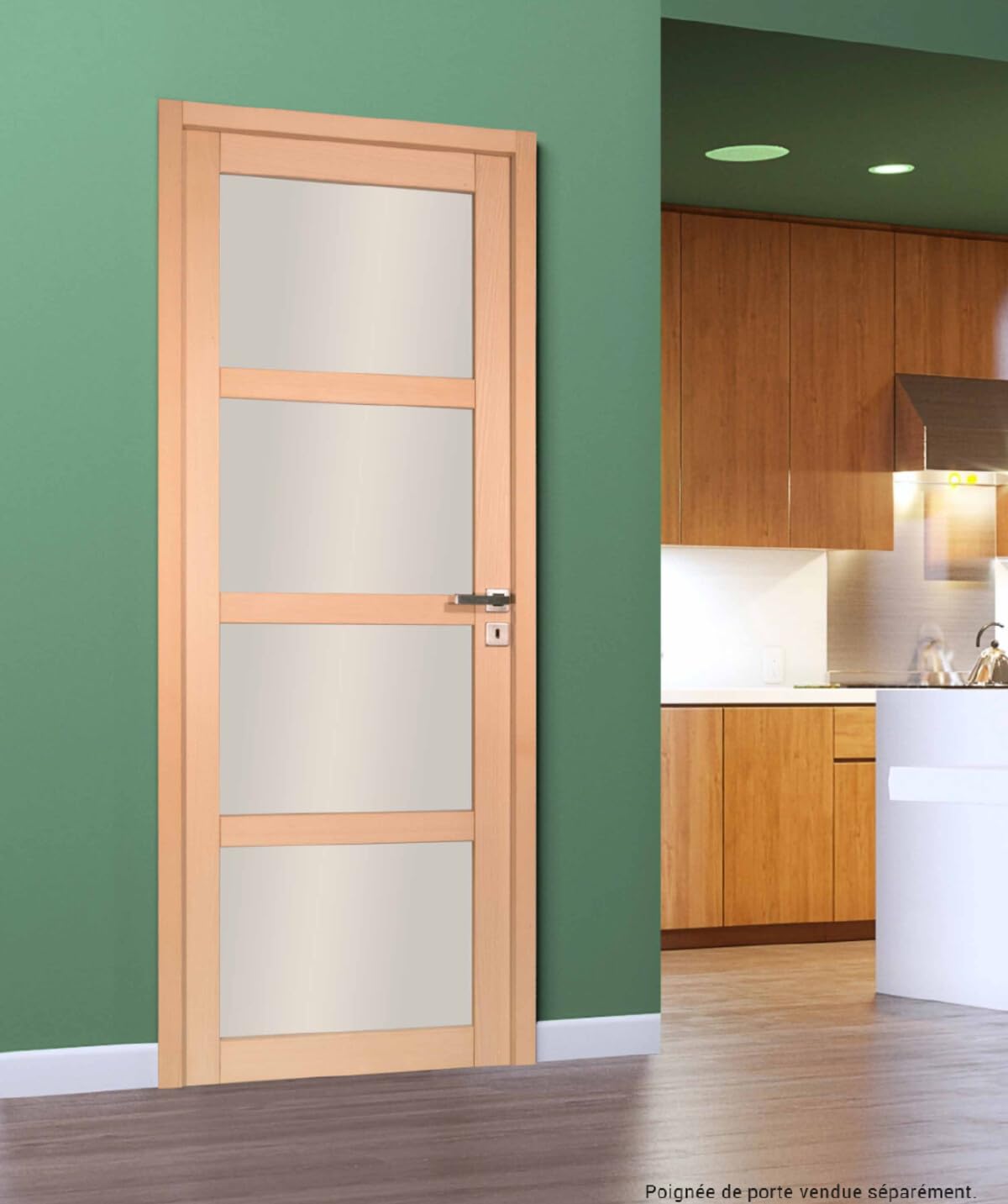 Bloc porte NOVA2 4 Vitrages bois hêtre 2040 x 730 droite