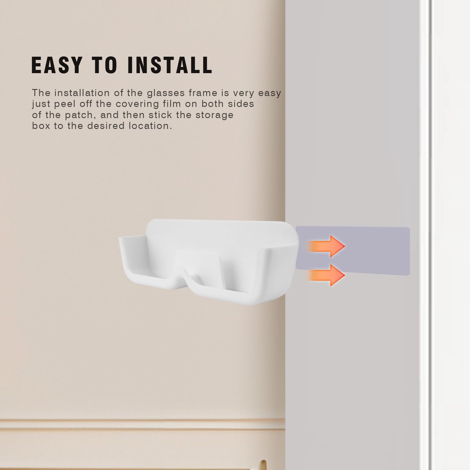 Lot 3 Porte-Lunettes Mural Sans Perçage - Rangement 6 Lunettes/Soleils, Adhésif, Plastique Blanc