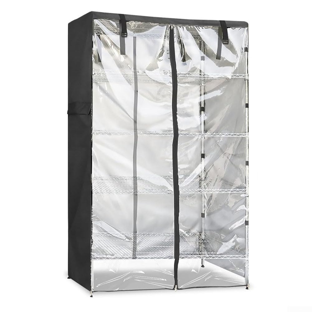 Copertura per scaffale, impermeabile, resistente Oxford 210D, antipolvere, impermeabile, con pannello frontale trasparente e multidirezionale (152,4 x 61 x 180,3 cm)