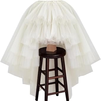 WDPL Womens Puffy High Low Tulle Skirt | Asymmetrical Puffy Layered Skirt for Wedding Party Formal Occasions, Night Out Outfit