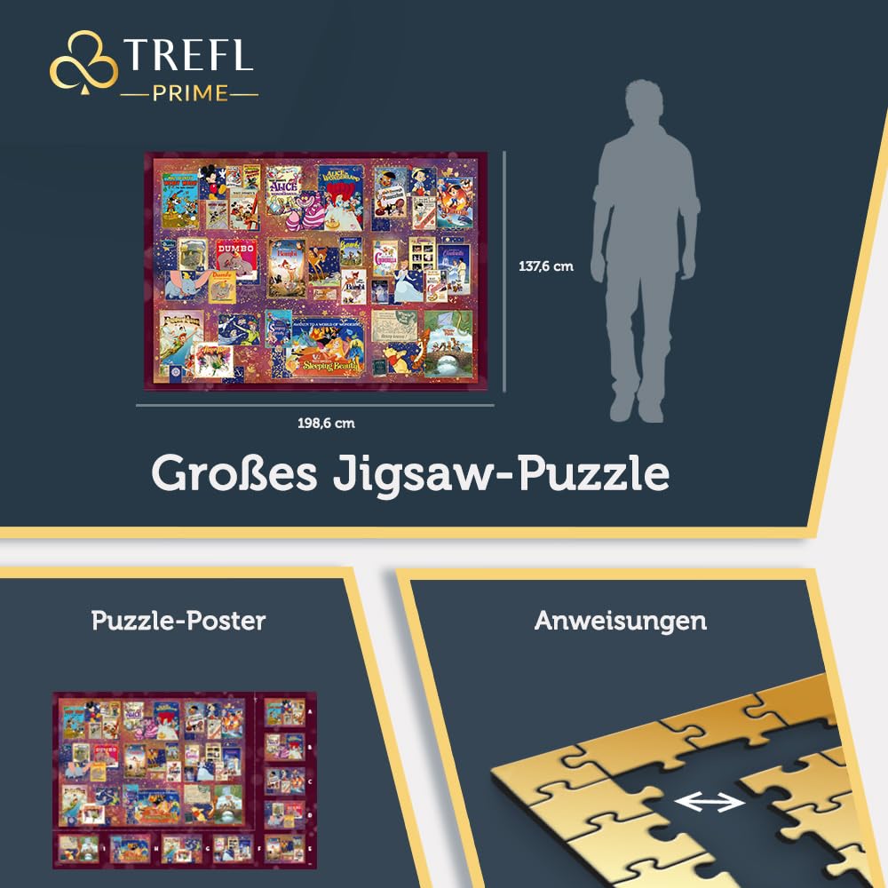 Trefl Prime - Puzzle UFT: Disney, Golden Age of Disney - 13500 Teile, Großes Puzzle, Dickste Pappe, Bio, EKO, Collage mit Märchenfiguren, Unterhaltung für Erwachsene und Kinder ab 12 Jahren