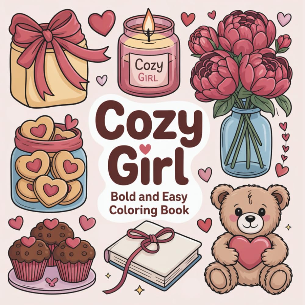 Cozy Girl Bold and Easy Coloring Book: Valentine’s Day Designs for Teens and Adults
