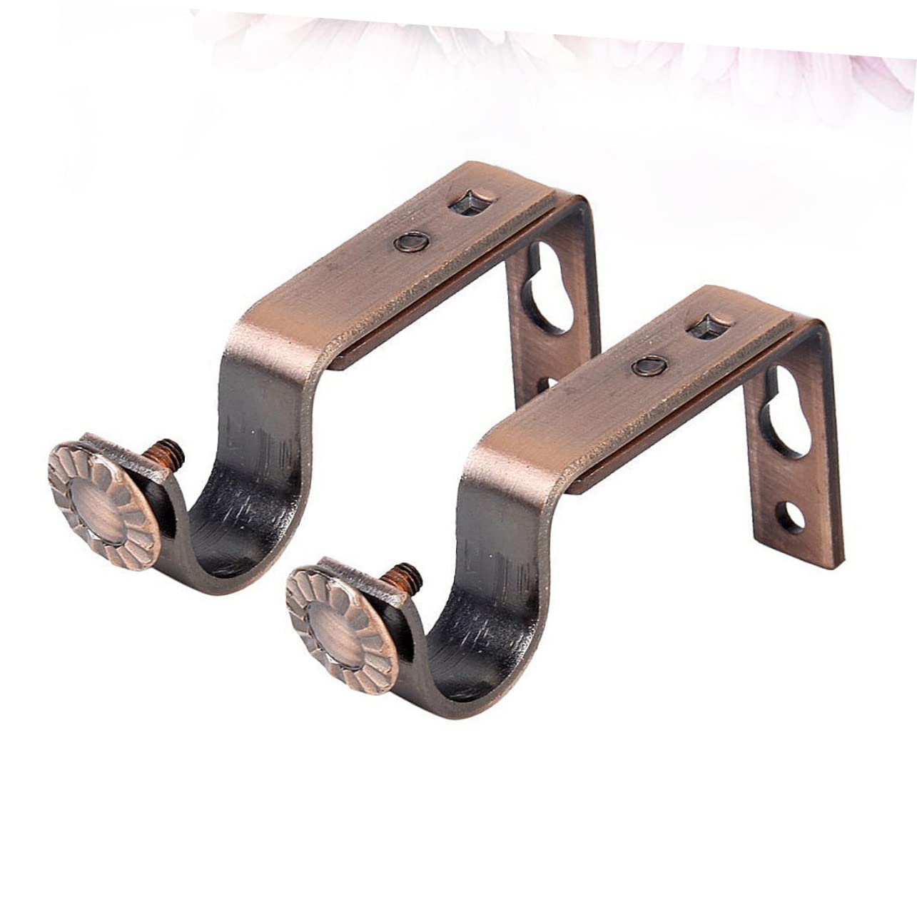 Levemolo 4PCS Wall Mounted Drapery Rod Bracket Light Brown Aluminum Alloy Curtain Pole Holder for Rod and Easy to Install Curtain Mounting Holder for Home Decor