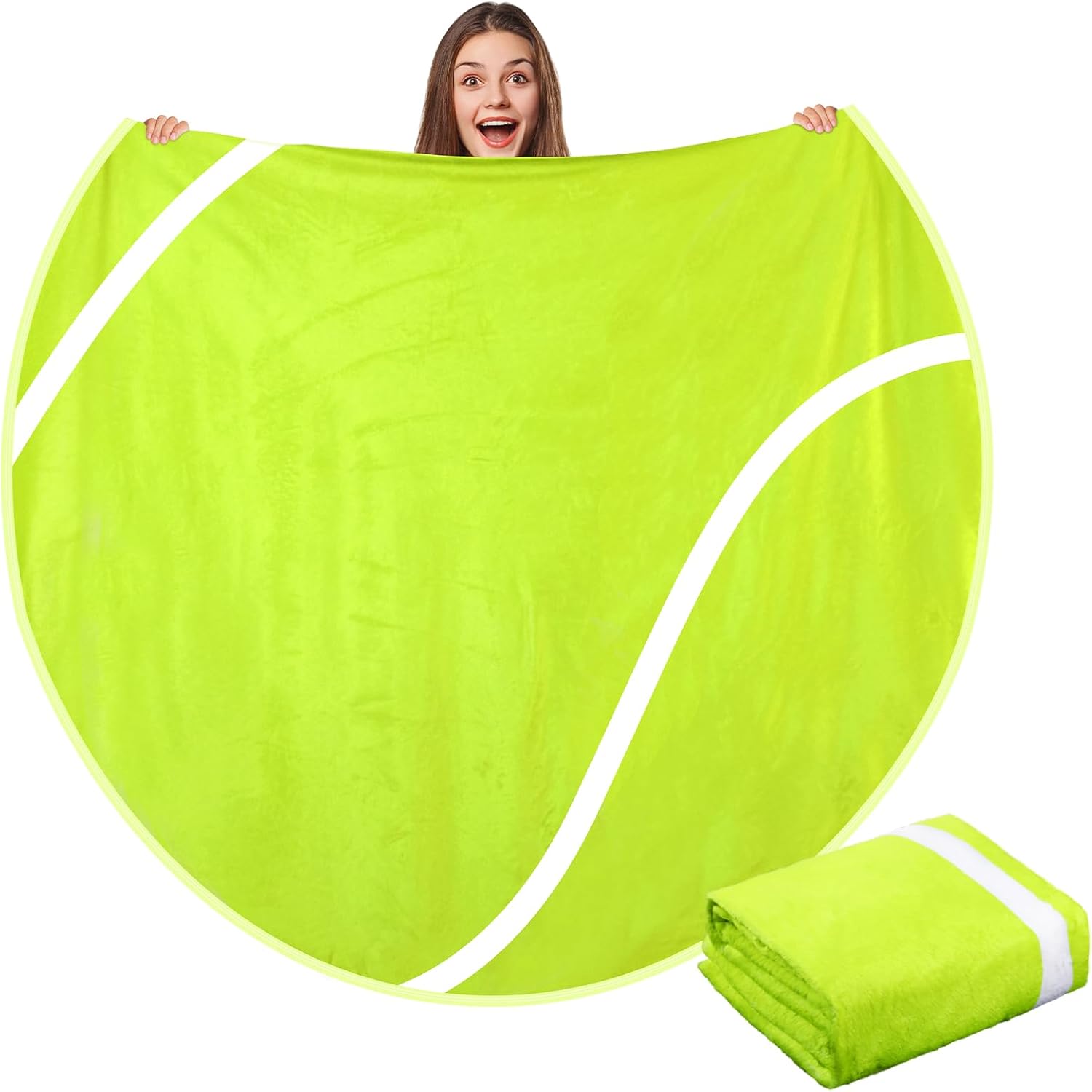 Hahafelt 60" Round Sports Throw Blanket for Teens Adults Soft Flannel Baseball Softball Tennis Soccer Baseketball Volleyball Novelty Blanket for Sports Fan Birthday Senior Night Gift(Baseball)