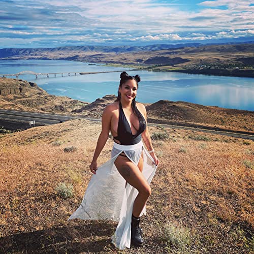 Shop Delfina Sheer High Waisted Maxi Sparkle Skirt Cover Up Rave Wear Women's3