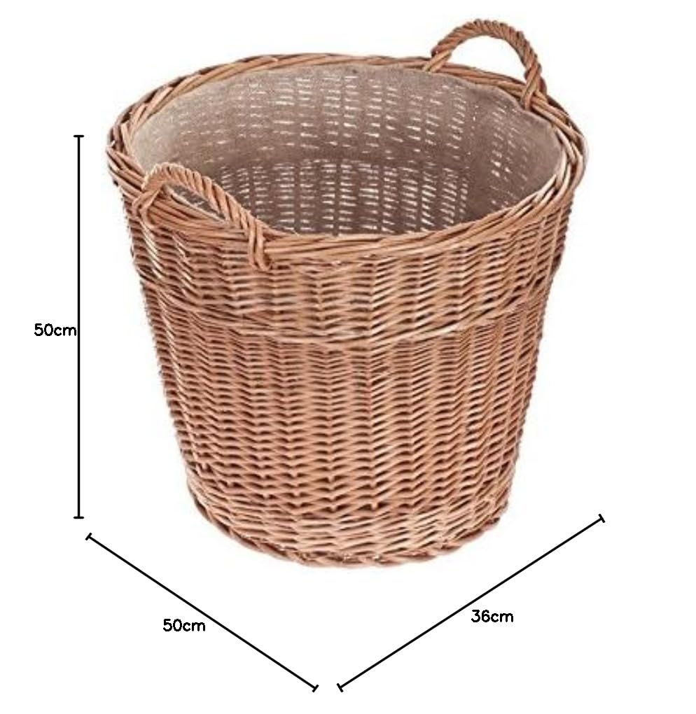 Cesta Portalegna da Interno in Vimini Porta Legna da Interni Fatto a Mano Cesta in Vimini per Legno Cestino per tronchi Ceste per Legna da Interno