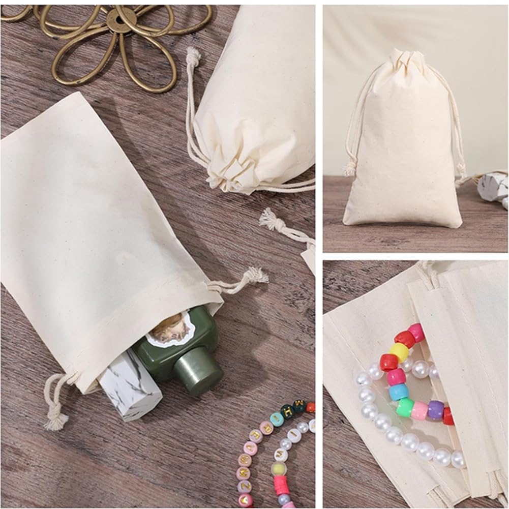 10 Stück Baumwollsäckchen Stoffbeutel zum Bemalen Stoffsäckchen Baumwolle mit Kordelzug Geschenksäckchen Leinensäckchen Baumwollbeutel für Schmuck Hochzeit Weihnachten Party Adventskalender 35*40cm