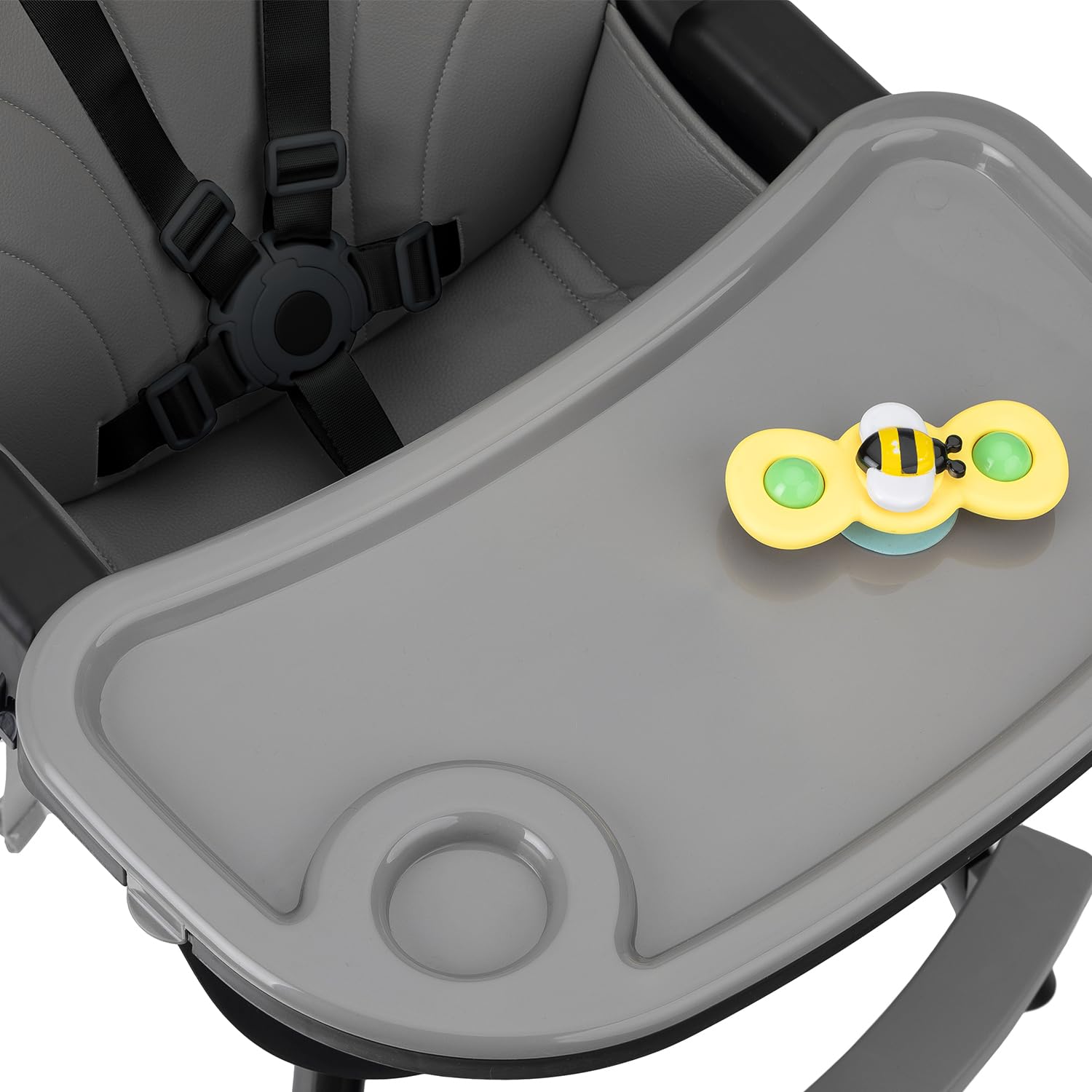 MoMi REKI Chaise Haute Bébé 3 en 1 Noir, Évolutive avec Plateau Réglable, Harnais de Sécurité, Repose-pieds, Dossier Confortable, Jouet Inclus