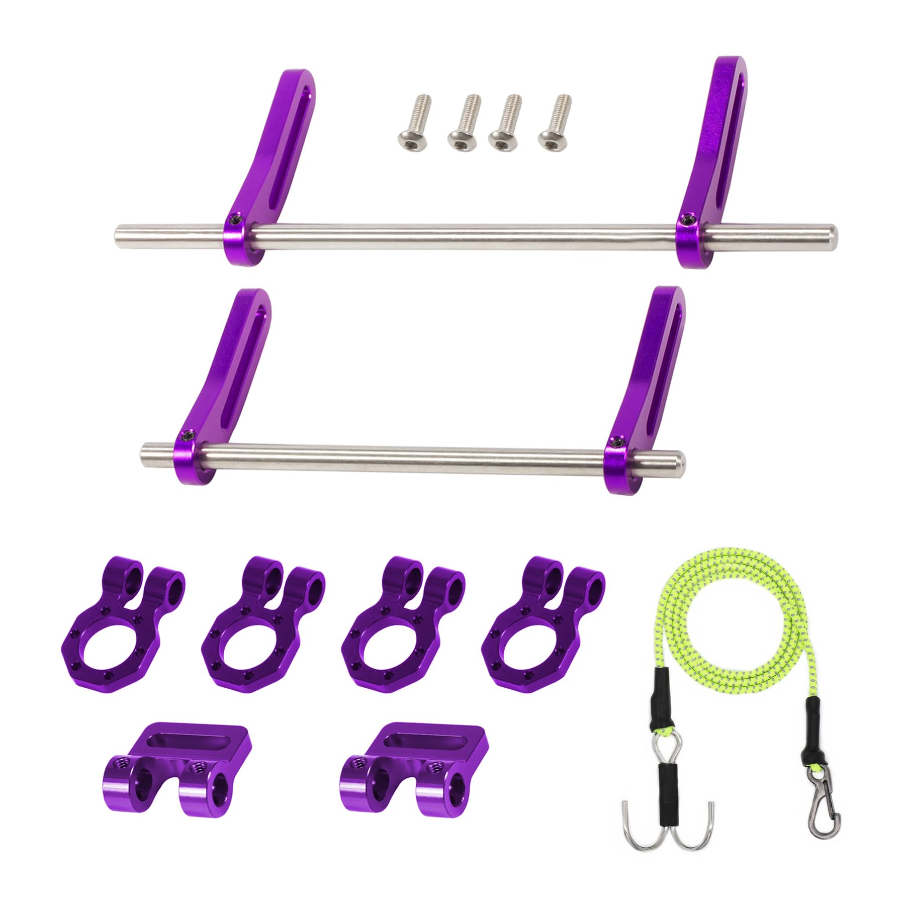 AMK Adjustable 1/10 Scale Bumper Mount Front Rear, Metal Bumper Kit with Modular Fairlead D-ring Tow Strap for RC Crawler Axial SCX10 Element Enduro Gen7 Gen8 TRX6 TRX4 Upgrades (Purple)
