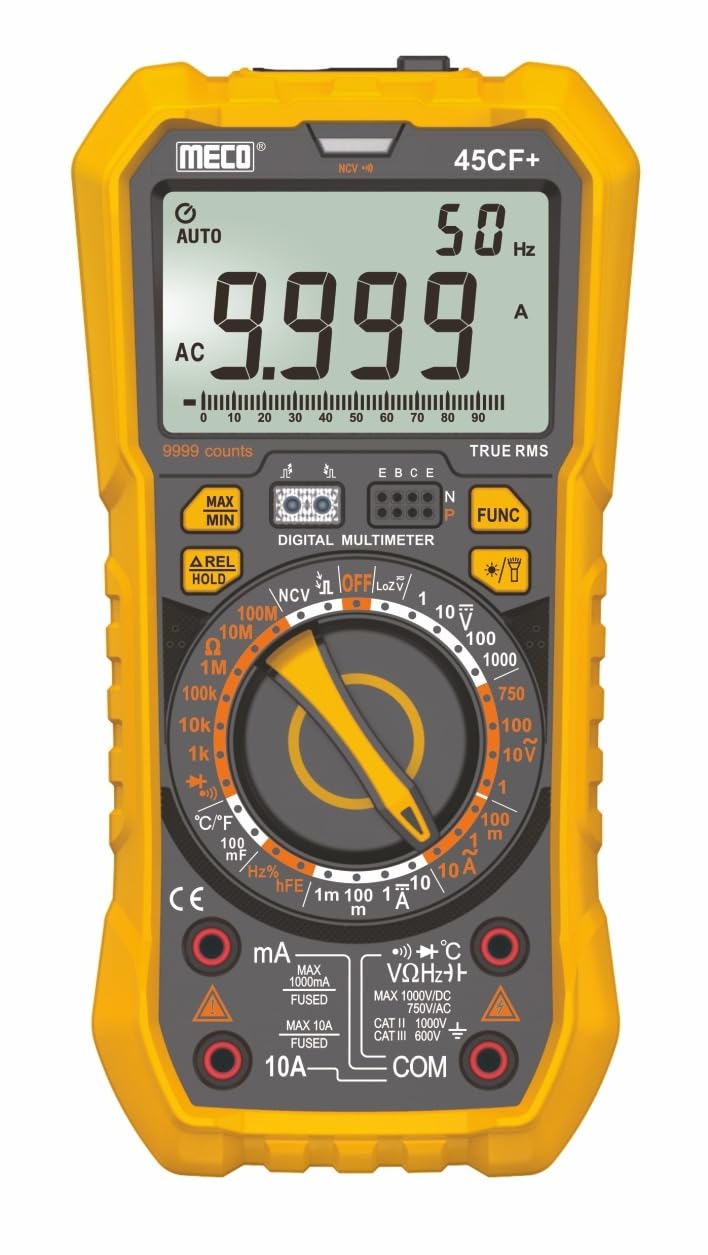 MECO 45CF+ Digital Multimeter, 9999 Counts TRMS, Auto Backlight LCD, NCV Detection, Temperature, Resistance, Frequency Measurement By Skyking ®-picture-26
