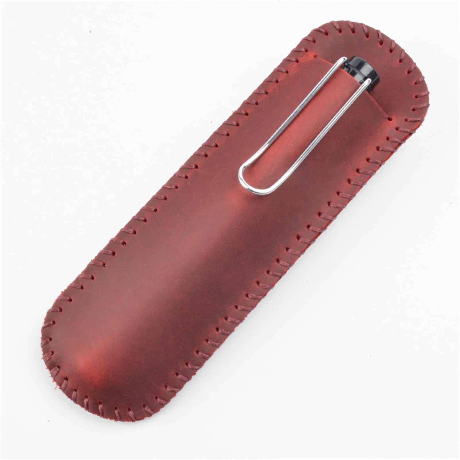 DUMRALBQE Wooden Jewelry Box Vintage Leather Pen Case Handmade Stitching Storage for Storage and Organization(Wine red)