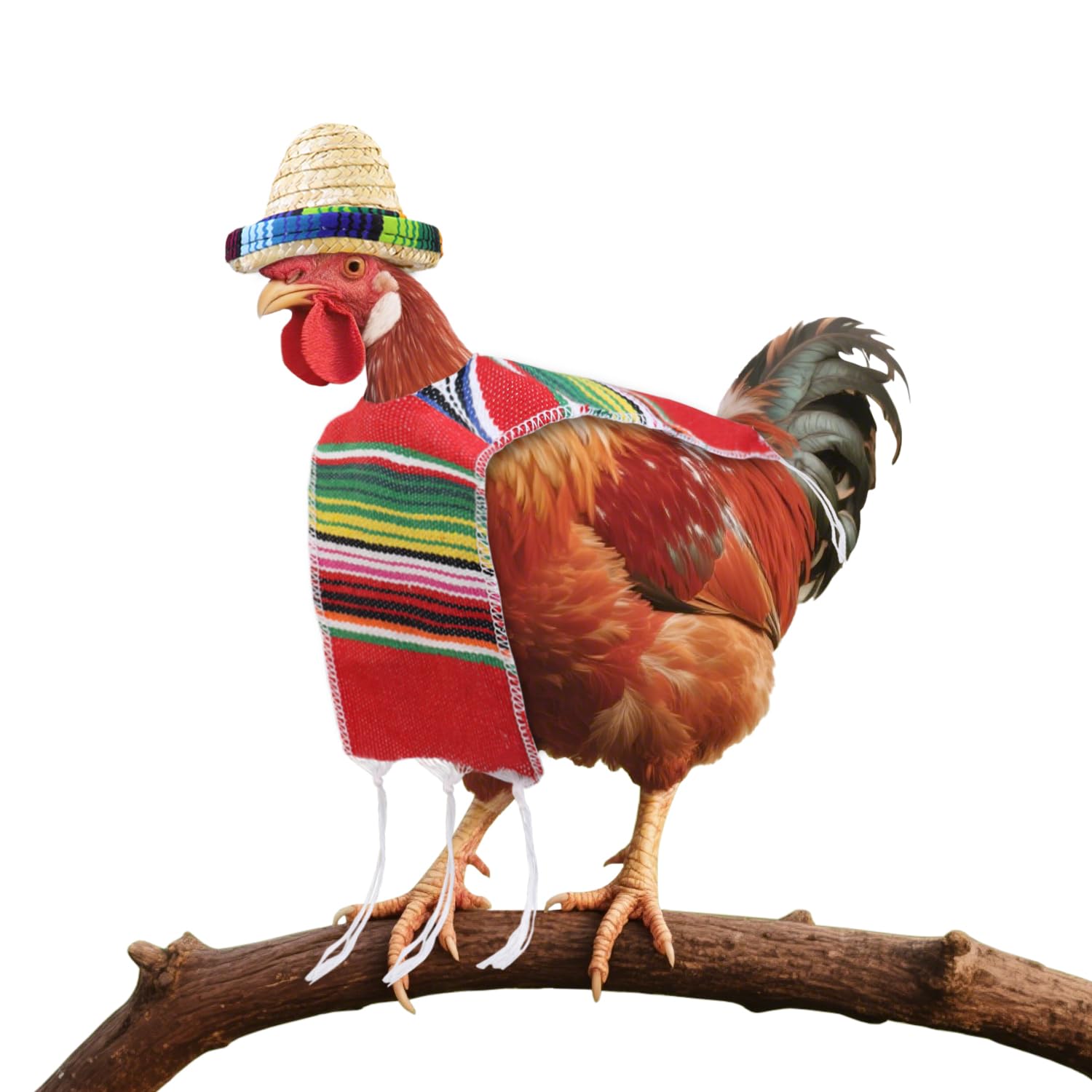 Fiesta Costume for Chickens Includes Sombrero and Serape Poncho for Silkie Chickens Laying Hens Pet Chicken Costume