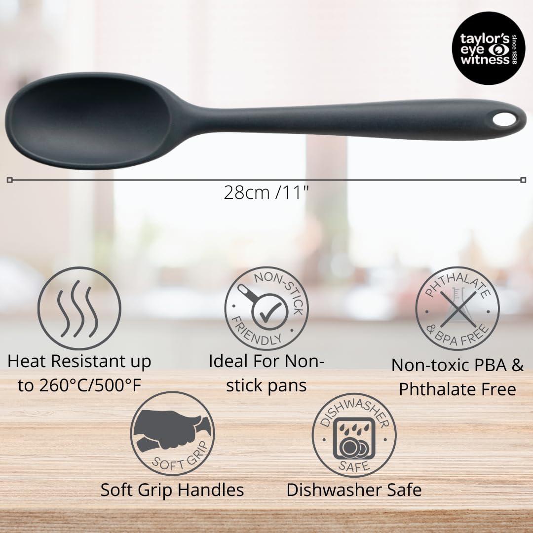 Large Silicone Graphite Grey Stirring Spoon - Dishwasher Safe, Heat Resistant (260°C/500°F), Non-Scratch for Non-Stick Pans - Image 3