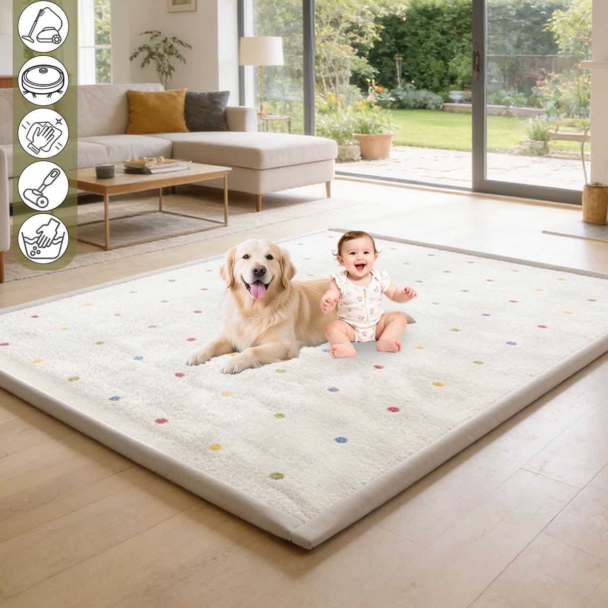 Alfombra Bebe, Tapete Actividades, Colchoneta para Niños 2.5 CM Grosor, Tapete Infantil Antideslizante, Alfombra de Habitacion Bebe Infantil Niña Niño de Juego Motivo 180 x 220 cm