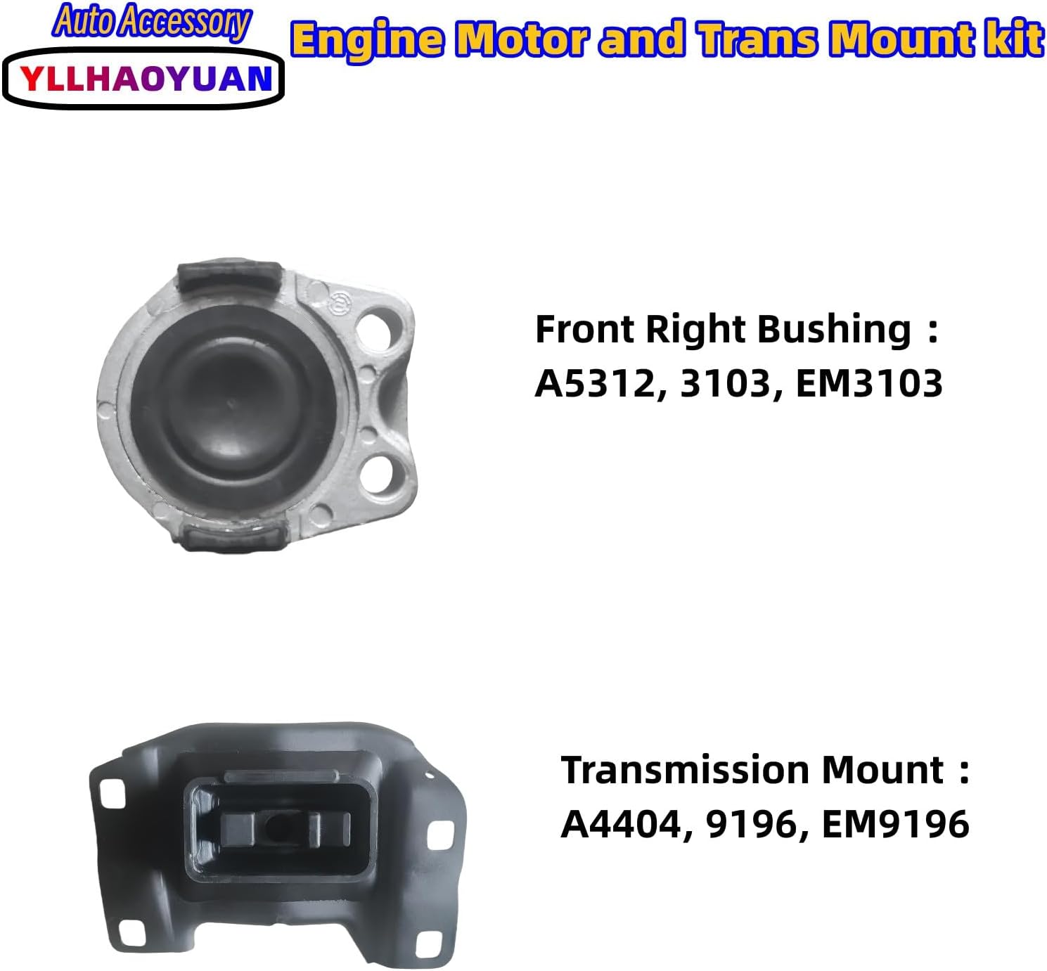 Set of 4 Engine & Transmission Mounts for Mazda 5 2006-2010 / Mazda 3 2004-2009 2.0L 2.3L - Replaces A4418, A5312, A4404 - Fixes Vibration