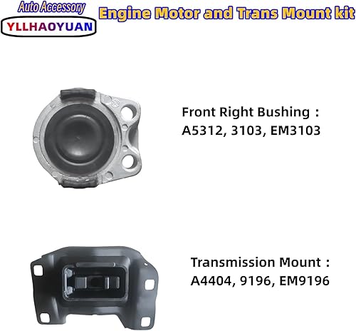 Miniatura 69 de Juego de 3 piezas de montaje de motor compatible con 2006 2007 2008 2009 Fo-rd Fusion 2.3L/3.0L Mercury Milan A5473 A5381 A5474