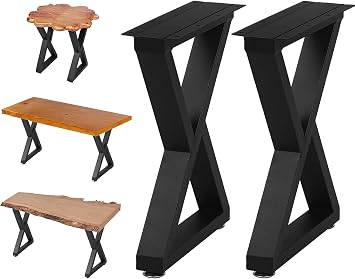 NXN-HOME 22 inches Tall Square Metal Table Legs for Furniture, Bench Legs, Coffee Table Legs, Set of 2 Mid Century Home DIY Projects Black Furniture Legs22H x 13.7W