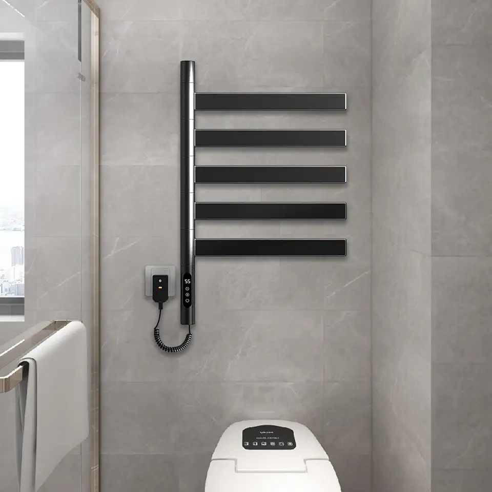 Toalheiro, Toalheiro Aquecido, Toalheiro Aquecido De Parede Com Temporizador + Controle De Toque/App/Assistente De Voz - 5 Barras De Toalheiros Aquecidos Para Secagem,A
