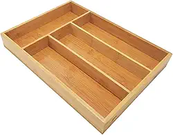 Porta Talher de Bambu p/ Gaveta c/ 4 Divisórias 33x22x3 cm Ref. CX081 - Casita