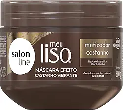 Salon Line, Meu Liso, Máscara, Matizador Castanho, Vegano - Para Cabelos Lisos, Ondulados, Alisados, Relaxados ou Quimicamente Tratados, 300g