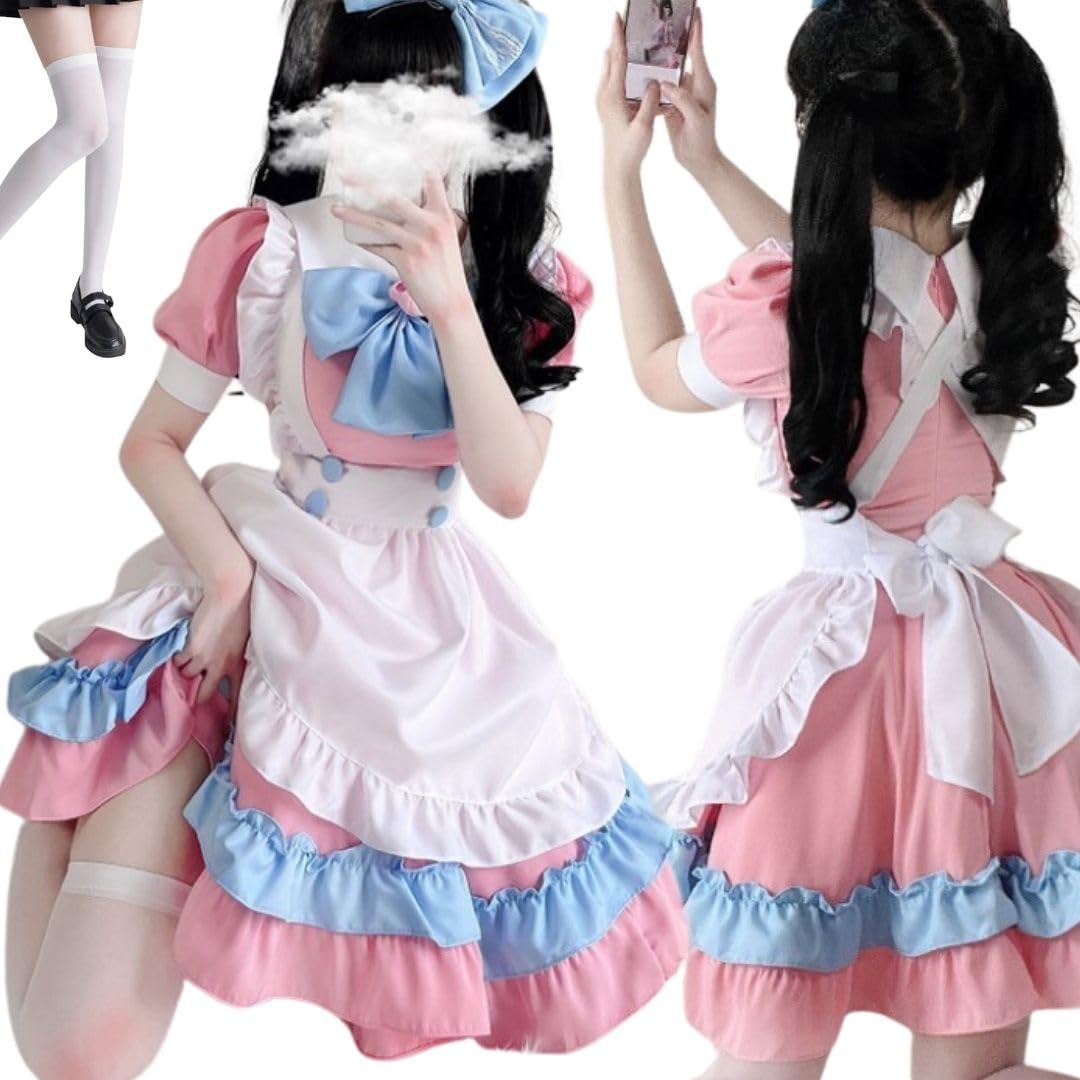 Amazon.co.jp: メイド服 タイツ付きフルセット 【サイズ:S～4XL