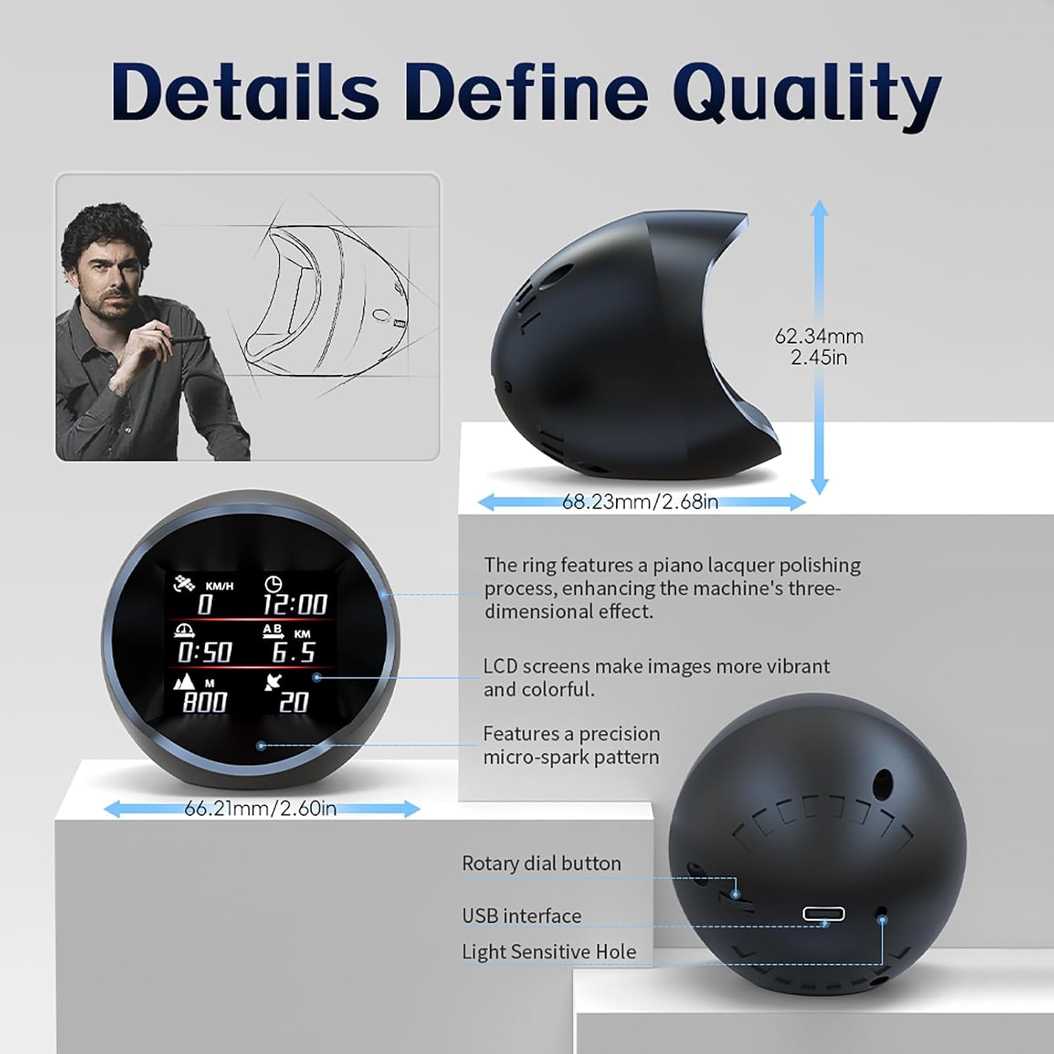 GPS Speedometer Digital Speedometer for Car with Speed & Overspeed Alarm, Dynamic Facial Expressions, Multi-Language, USB Plug-and-Play, 0 Power Consumption (Auto On/Off)