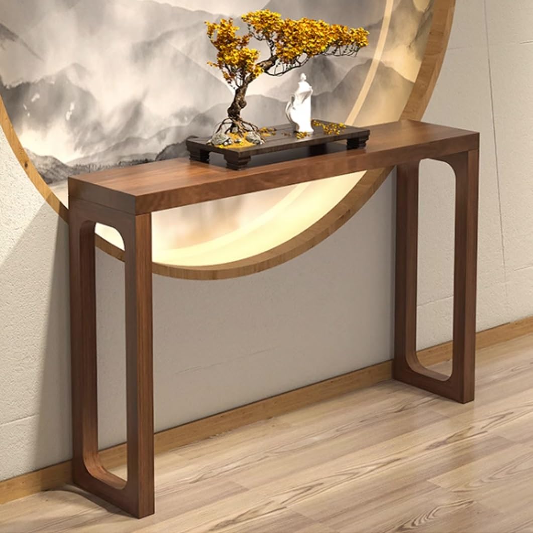 Mesas de consolas rectangular YVYKFZD de madera maciza para pasillo estrecho y entrada rústica