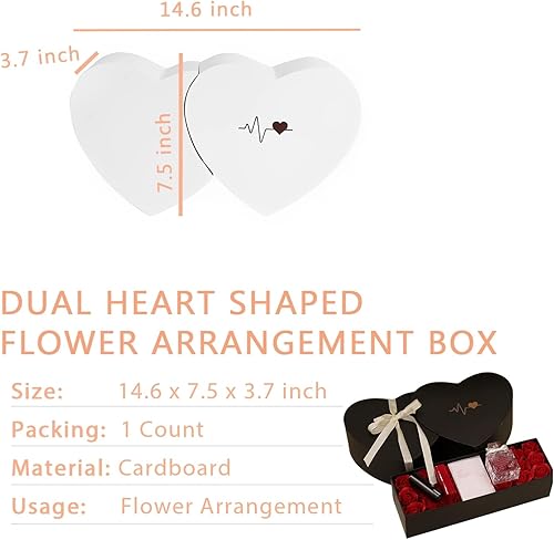 Miniatura 4 de BBJ WRAPS Caja de arreglos florales en forma de corazón doble con tapas, ramo floral, cajas de papel de embalaje para floristas en el día de San