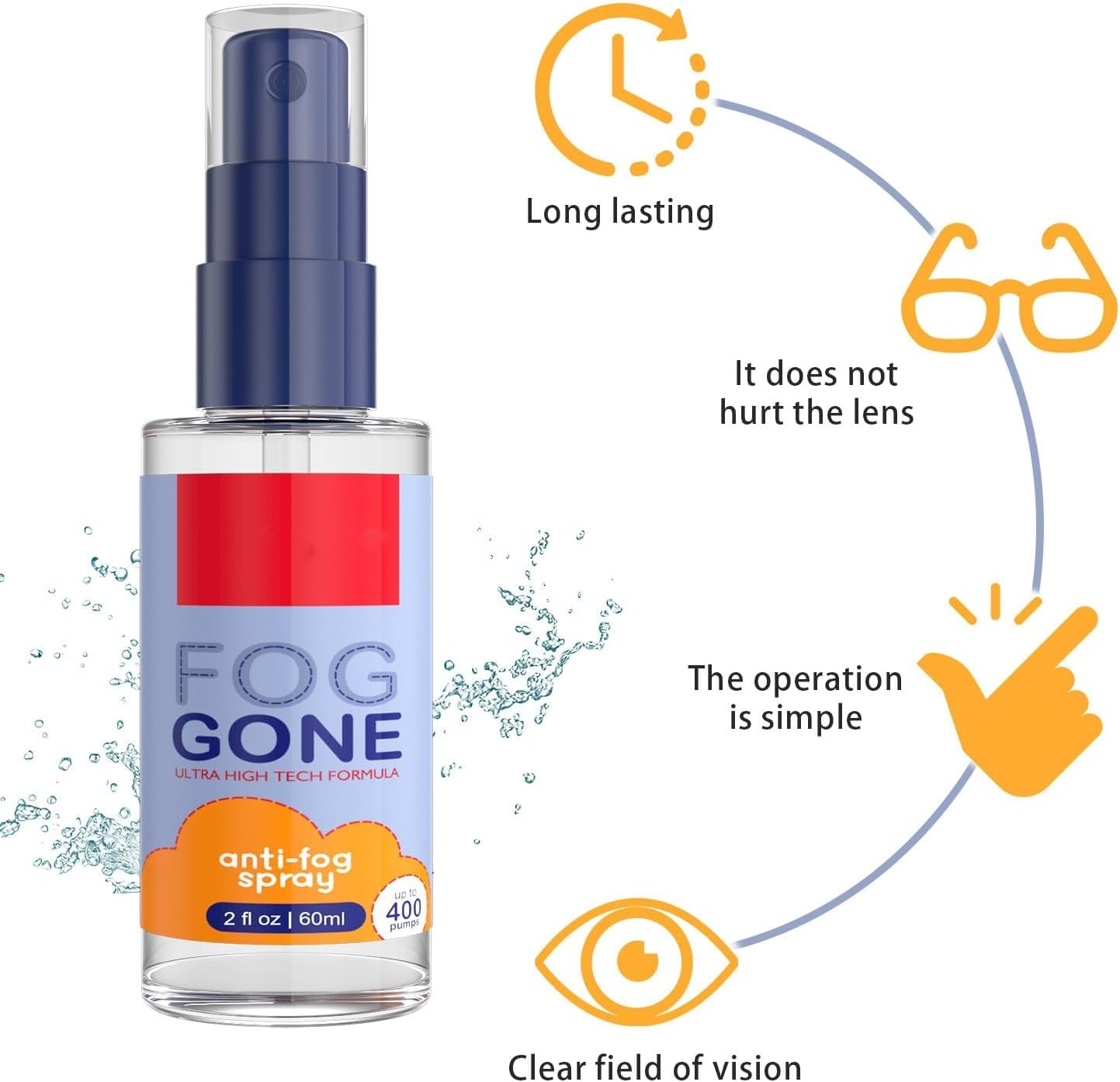Spray anti-buée et renforcement du verre, spray anti-buée pour pare-brise de voiture, spray anti-buée pour lunettes de natation (3 pièces)