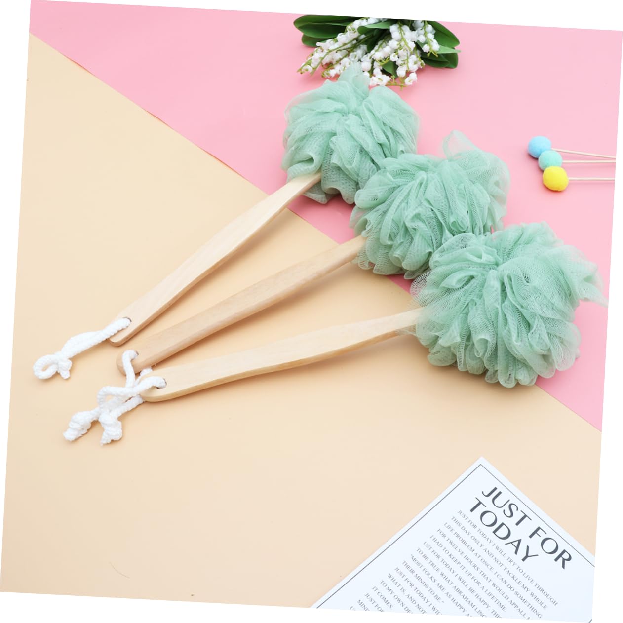 Housoutil 2sets Handtuch Luffa Griff Bad für Zurück Wäscher-freundliche Massage 3 Stücke * 2