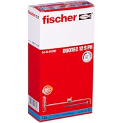 Panel De Fibra fischer DUOTEC 12 S PH, 10 x tacos pladur basculante + 10 x tornillo de cabeza plana, de 2 componentes, de cavidad para fijación en placas de yeso, fibra de yeso, panel madera y acero, etc.