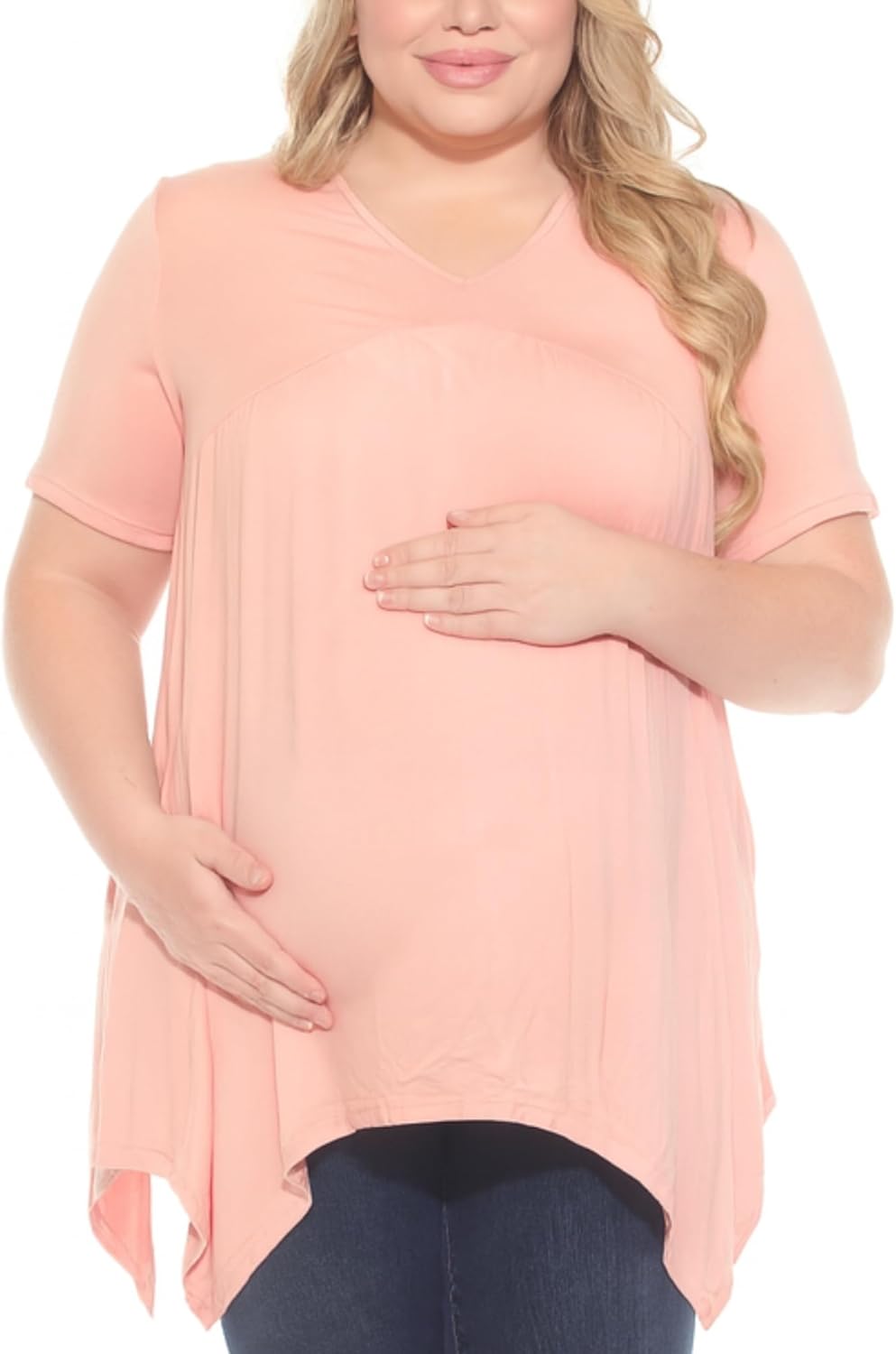 white mark Women's Shirred Maternity Top