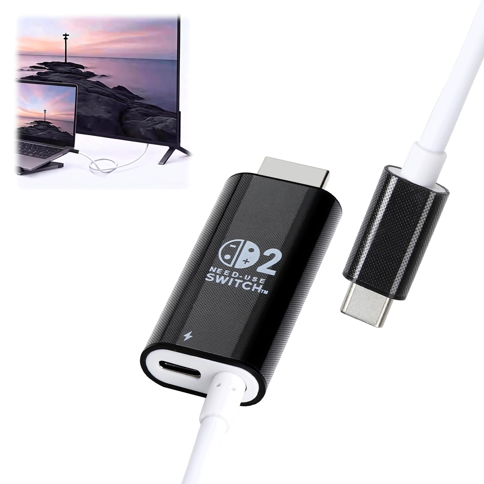 HENGBIRD Adattatore da USB C a HDMI, 2 m, 4 K a 60 Hz, 100 W, ricarica PD, docking station portatile di ricambio per switch 2/1/OLED, modalità TV plug & play per switch, iPhone, Steam Deck, MacBook