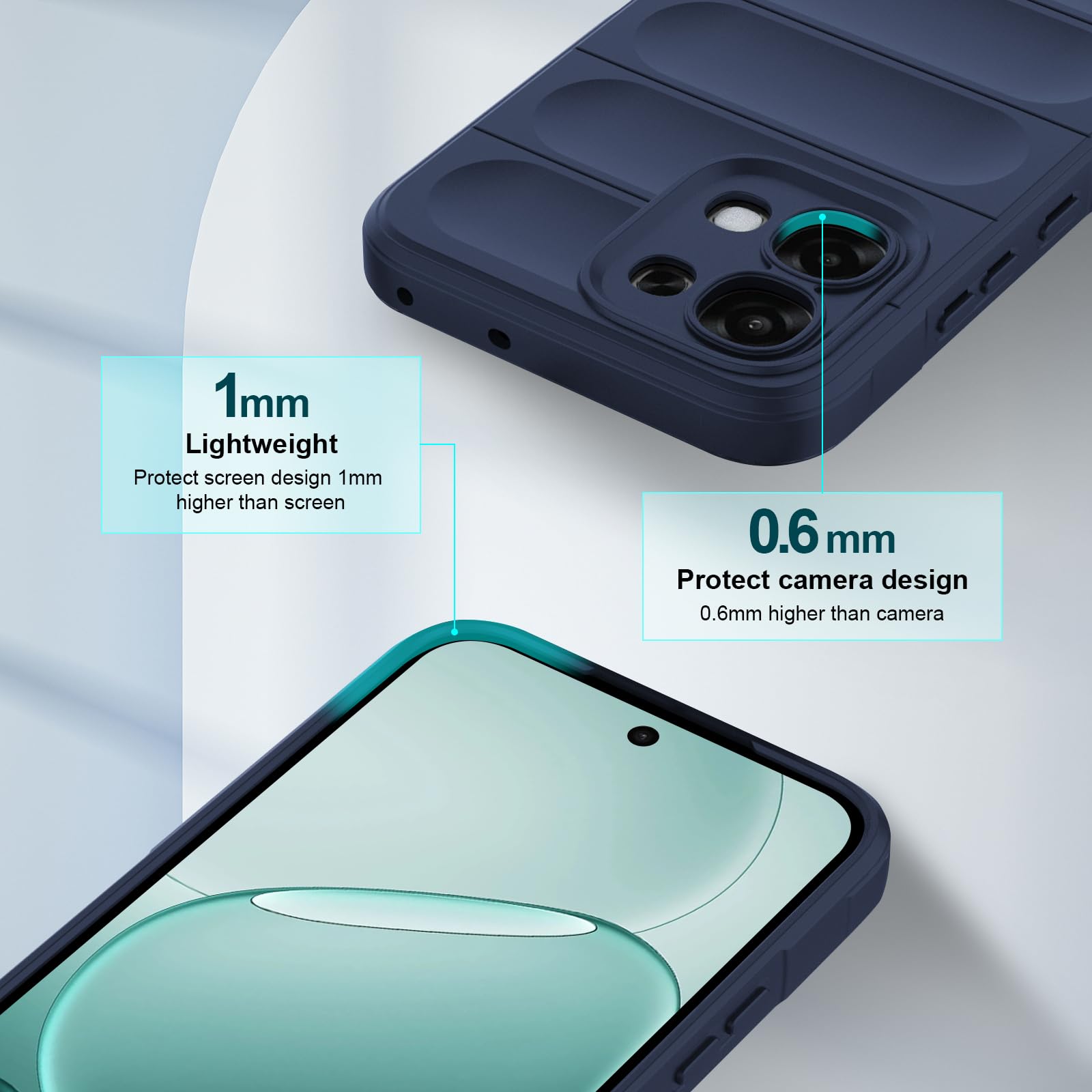 Silicone Case Compatible with Oppo A6 Pro, Anti-Scratch Microfiber Lining, Shockproof Case with Camera Protection, Blue — view 7