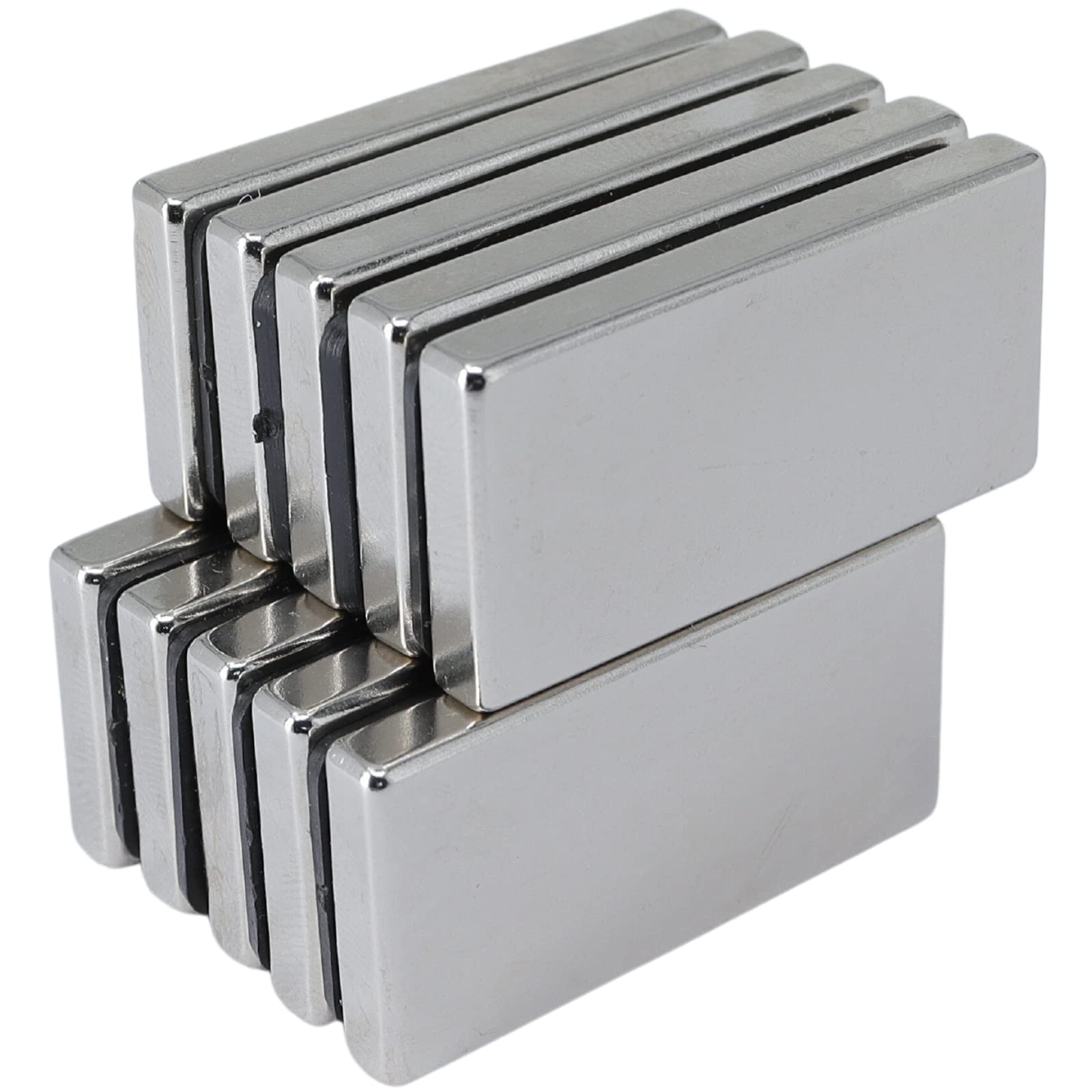 Imanes de neodimio N52, extrafuertes, 40 x 20 x 5 mm, 13 kg, imán de neodimio de 40 mm, 40 x 20 x 5 mm, imanes de neodimio superfuertes (10 unidades)