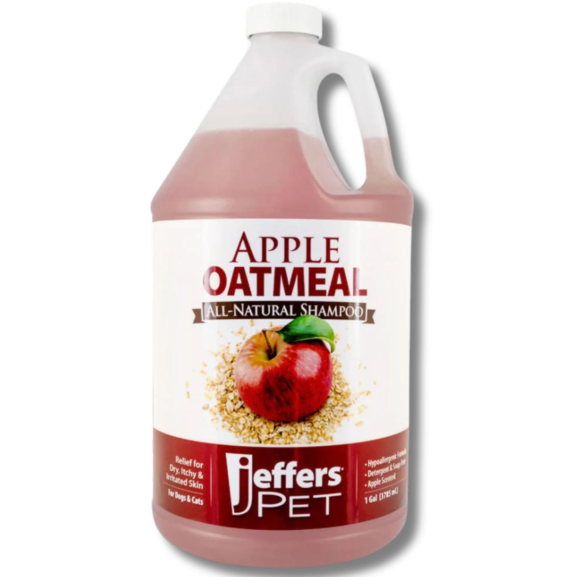 Jeffers Pet Apple Oatmeal Pet Shampoo for Dogs & Cats, 1 Gallon - Hypoallergenic, Tearless, Natural, Soap Free, Detergent Free, Best for Sensitive