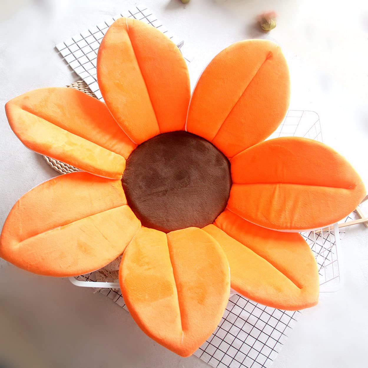 AOOPOO Foldable Flower Bath Tub for Baby - Sunflower Cushion Mat (Orange)