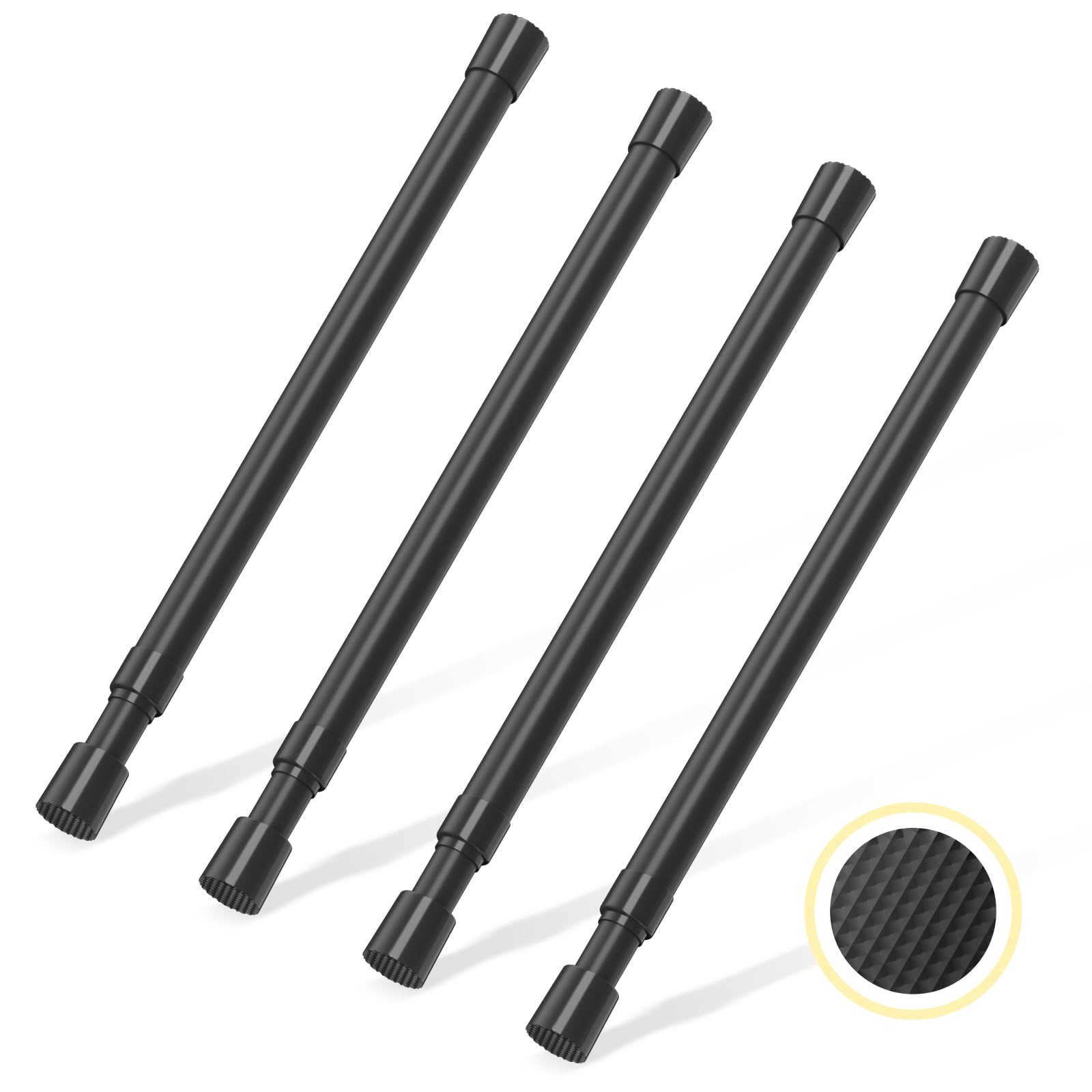 4 Pcs Small Tension Rod 12-20 inch Spring Rod, Tension Rod Spring Tension Rod, Small Tension Curtain Rod, Mini Tension Rods for Closet, Cabinets, Cupboard, Drawers, Black