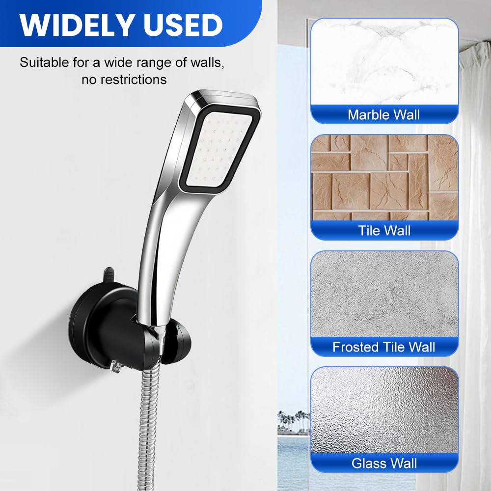 Soporte Alcachofa Ducha Ventosa,Sujeta Alcachofa Ducha Pared Sin Taladro,Soporte Cabezal Duchas de Baño Universal,Shower Head Holder para Fijar y Ajustar Los Cabezales de Duchas - Negro — view 7