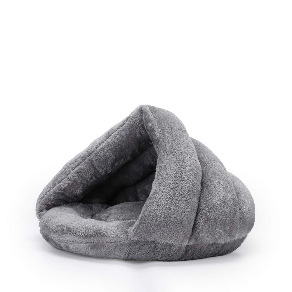 سرير قطيفة للتدفئة للقطط في الاماكن المغلقة من تيك هوم، سرير ناعم للقطط والحيوانات الاليفة والكلاب الصغيرة في الشتاء، سرير قابل للغسل على شكل عش مثلث