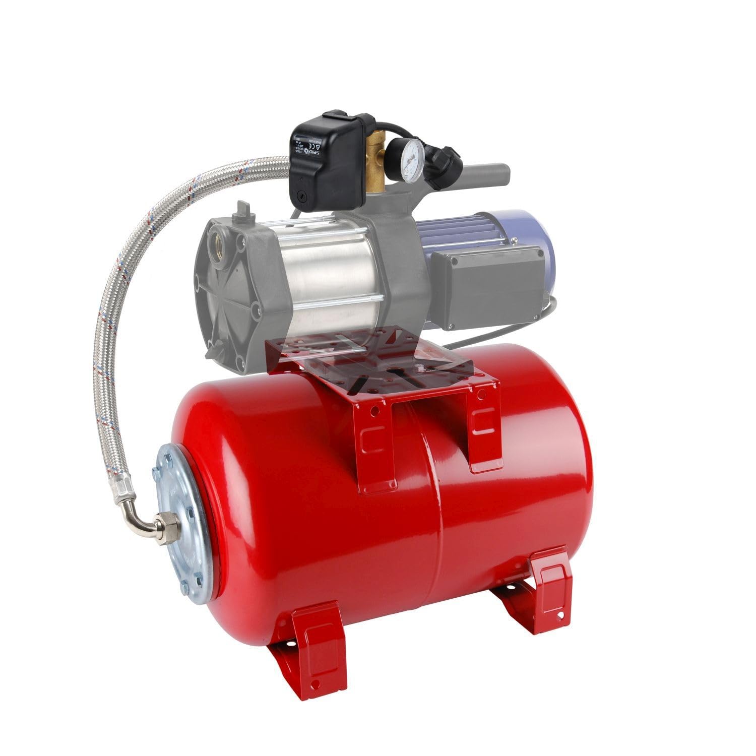 Spid'O - Kit d’Automatisation pour Réservoir à Vessie 20 à 200 L - Pressostat Câblé - Raccord 5 Voies - Manomètre