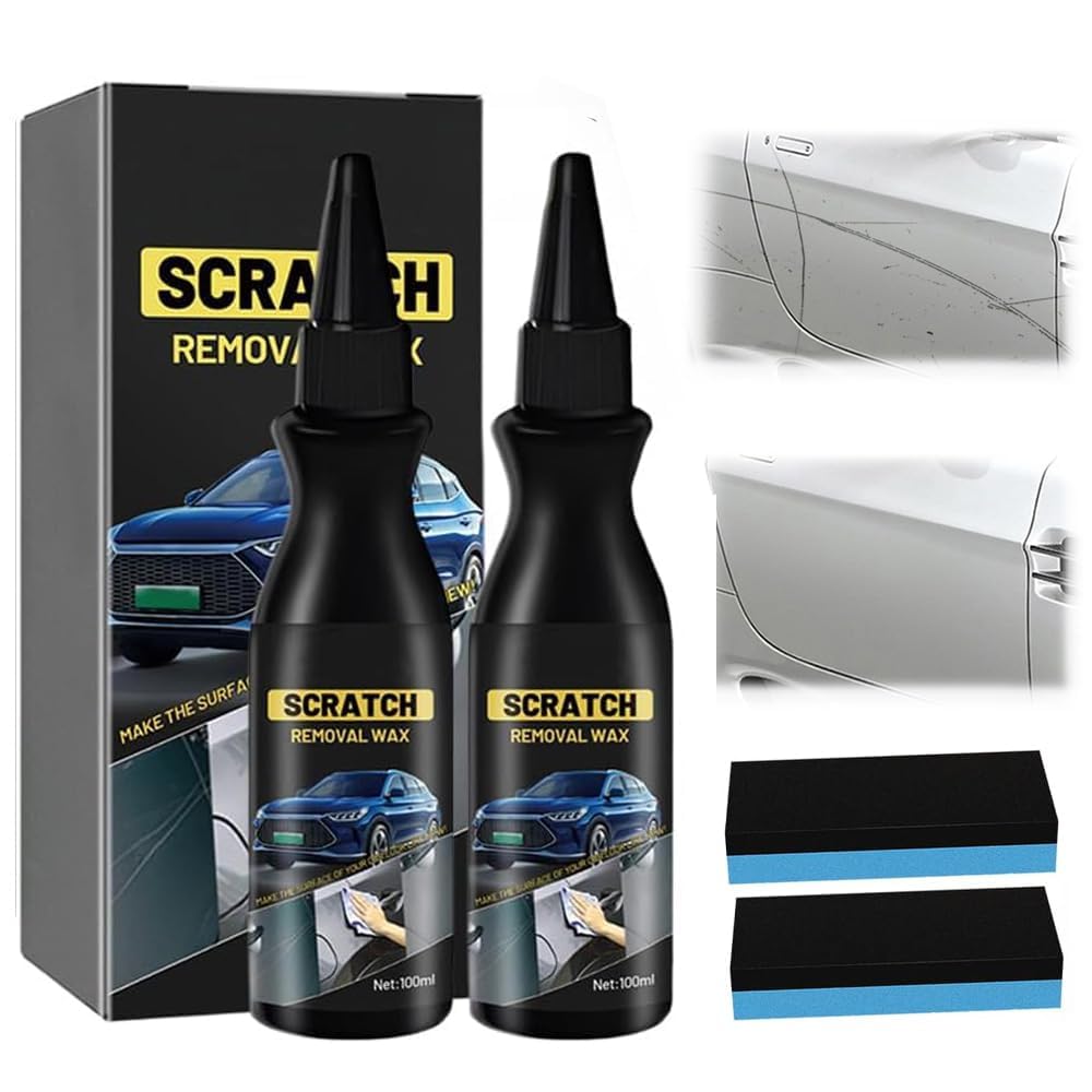 2PCS Schneller Kratzerentferner für Autos mit Schwamm, 2026 Neu Autopolitur Kratzer Entfernen, Auto Kratzere Paste mit AntiKratzer Schutz Entfernt Kratzer Effektiv für Auto Verschiedene Oberflächen