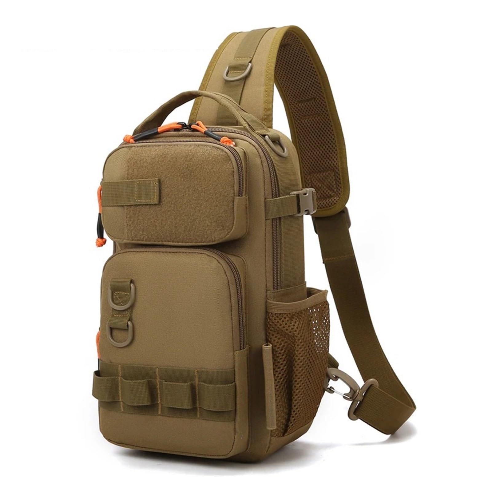Sac de Peche Sac à Dos for leurres de pêche avec Porte-Cannes, Sac Poitrine Molle, Sacs Banane multifonctionnels, d'épaule randonnée en Plein air, Grand étui(Color 05)