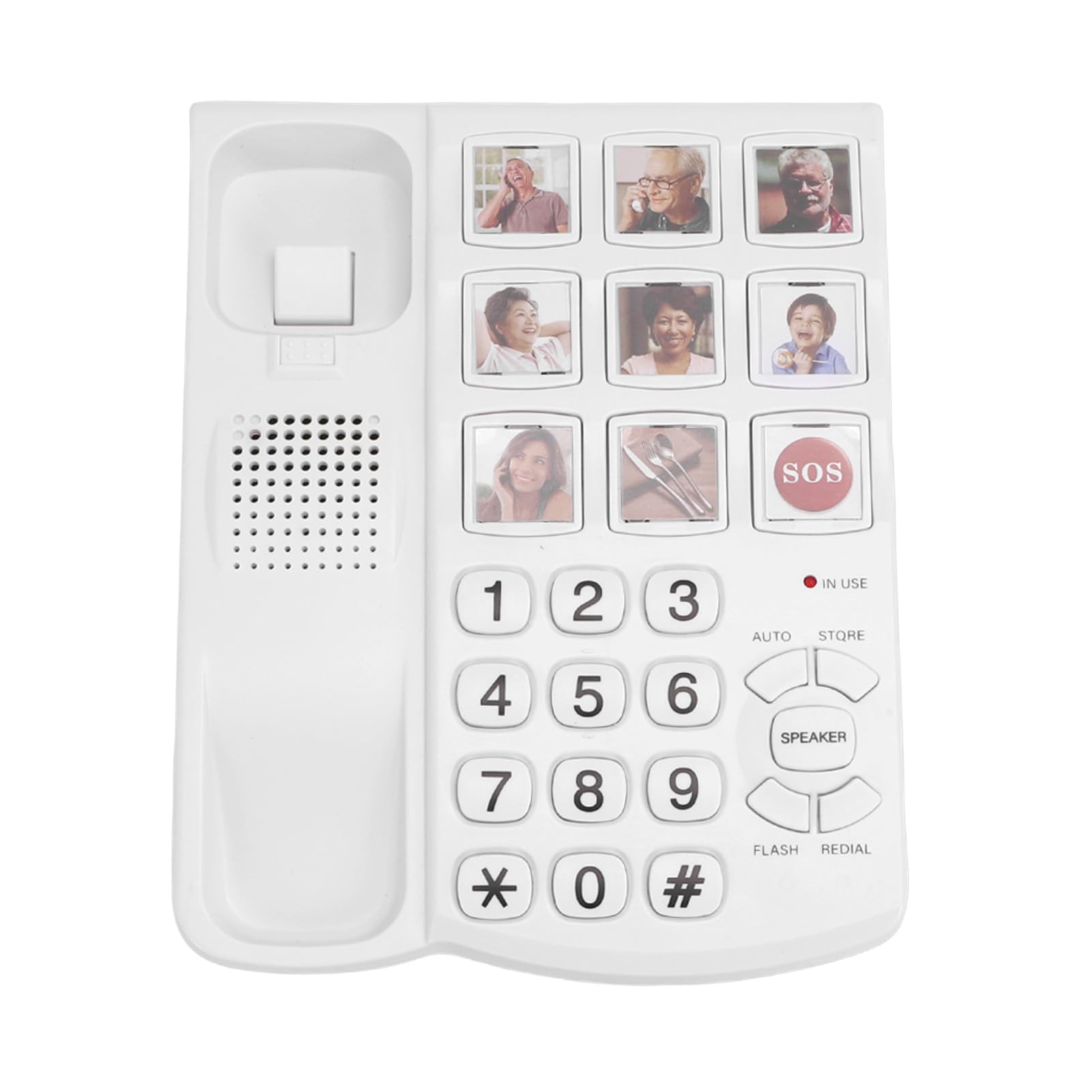 Generic Telefono con Tasti Grandi, 9 Tasti Extra Grandi, Vivavoce per Anziani Non Vedenti, Telefono Fisso con Filo, per Uso in Ufficio a Casa