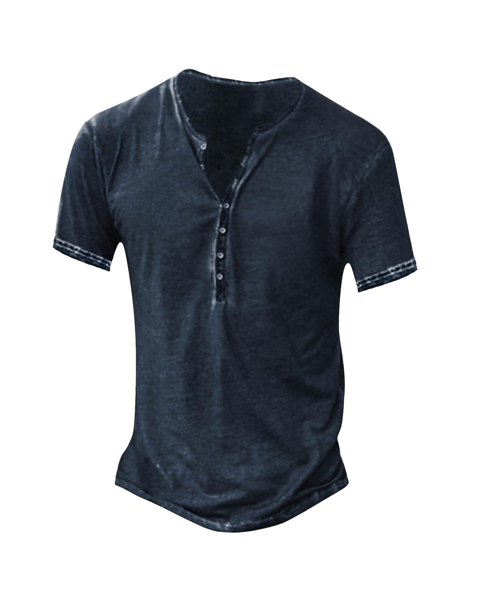 NEMXCE Hemd Herren Vintage Henley Shirt Kurzarm/Langarm T Shirt V Ausschnitt Slim Fit T-Shirt