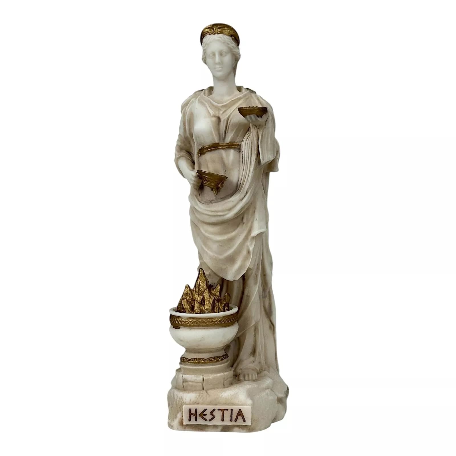 Vesta, statue de la déesse de la maison et de la famille – Sculpture patine grise de 18 cm