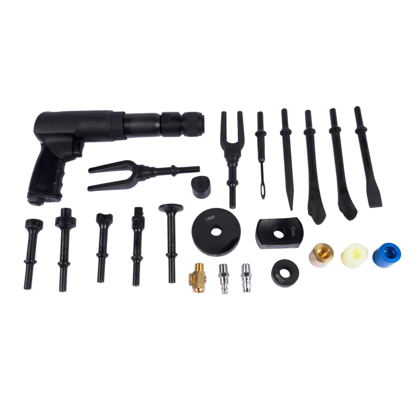 Martillo neumático astillador con kit de 19 accesorios - Martillo neumático versátil y resistente, kit de astillado incluido Hopzty