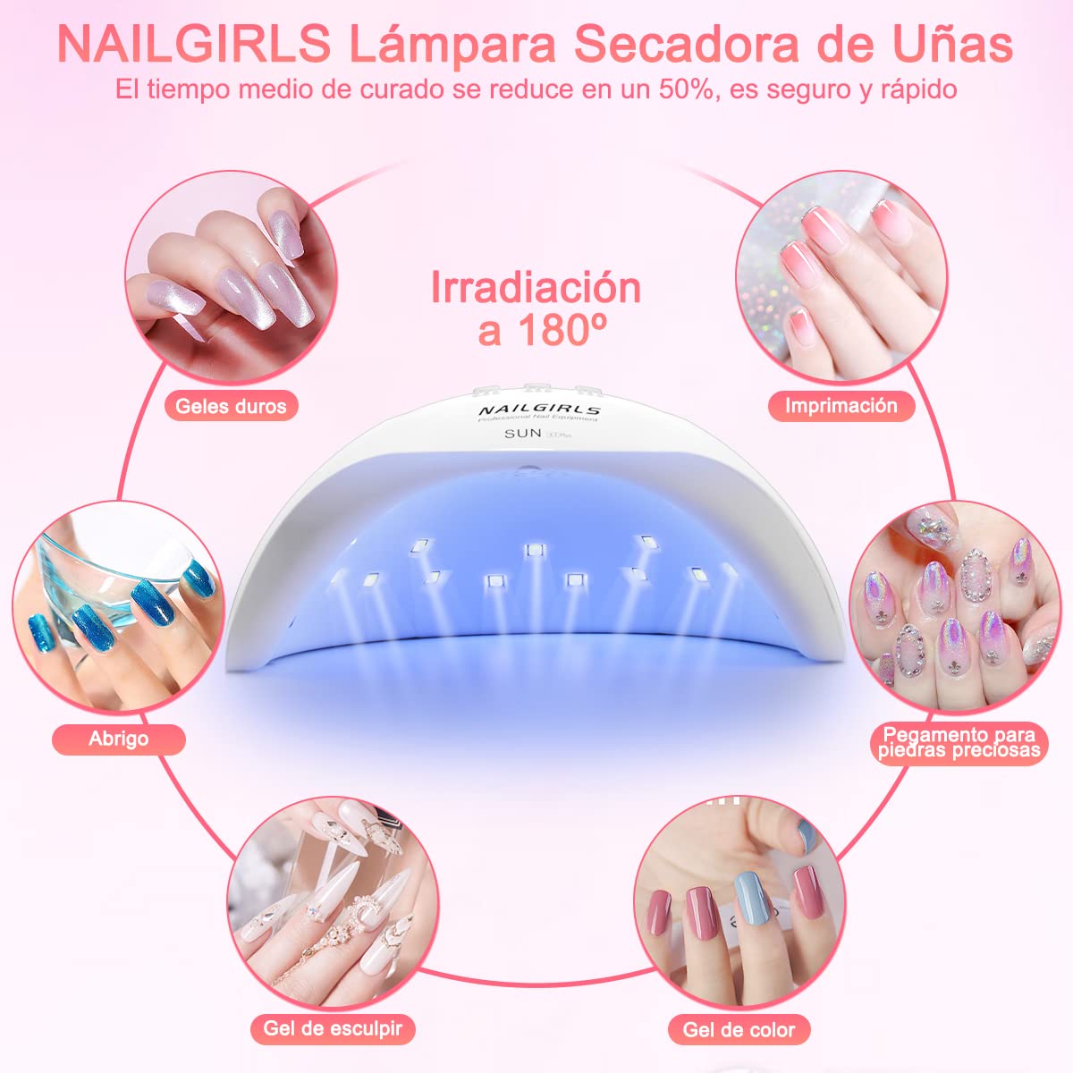 Lámpara UV Uñas Profesional,NAILGIRLS Lámpara UV LED 36W con 3 Temporizadores 18 Cuentas de Luz UV para Uñas,Secador de Uñas Profesional con Pantalla LCD,Lampara LED Manicura Pedicure Salón del Hogar — view 5