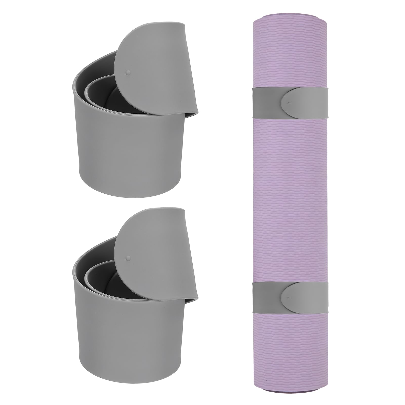 YELARXI 2Pcs Yoga Mat Strap Slap Band, One Snap Yoga Mat Slap Band for Keep Mats Tightly Rolled Adjustable Exercise Mat Sling Holder - Fitting for (Women Pilates/Gym Workout), Gray
